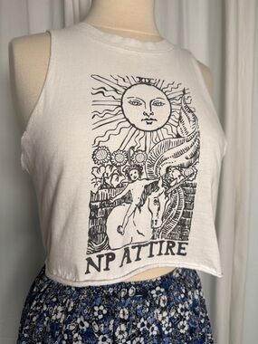 NP Attire White Graphic Crop Tank